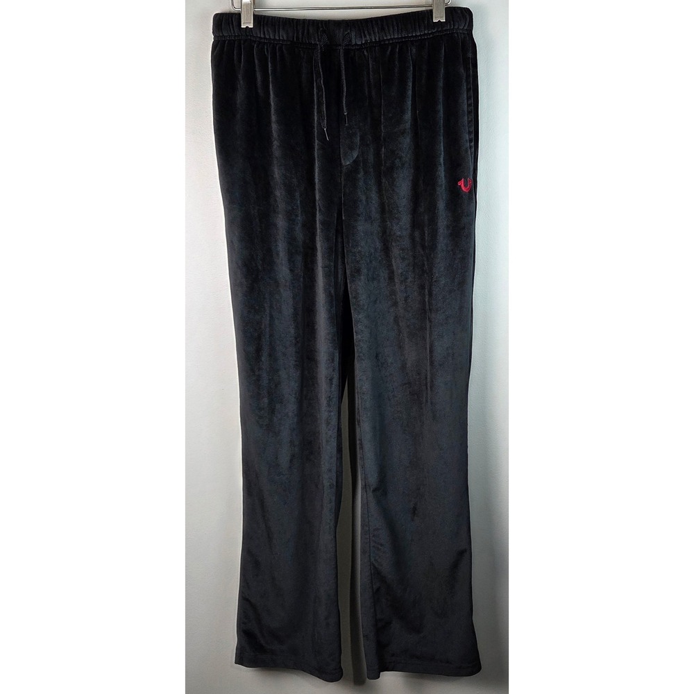 True Religion Sleepwear Mens Medium Black Good Velour Lounge Pants Pajamas